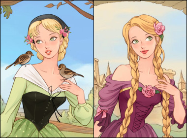 Dress up Cinderella and Rapunzel