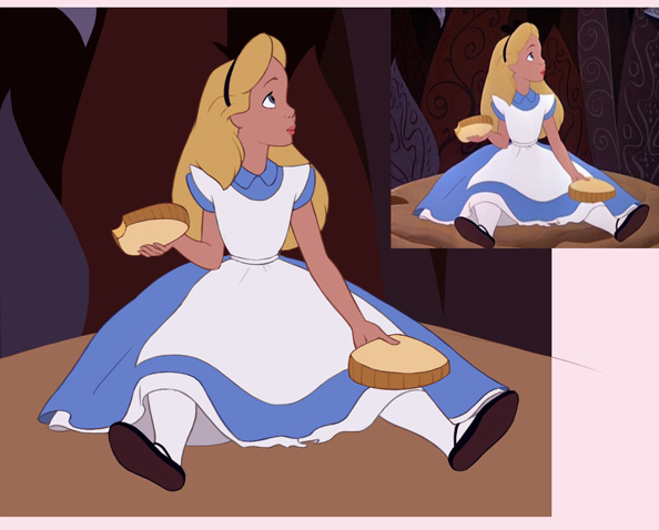 Alice on the mushroom Disney study
