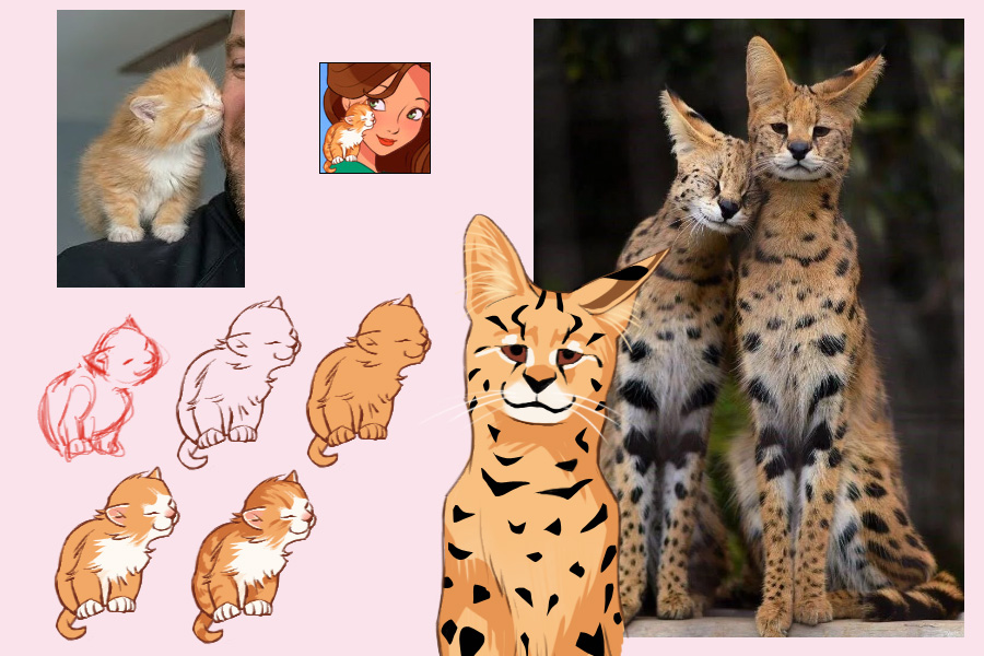 Kitten and serval for the game